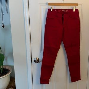 Red skinny jeans